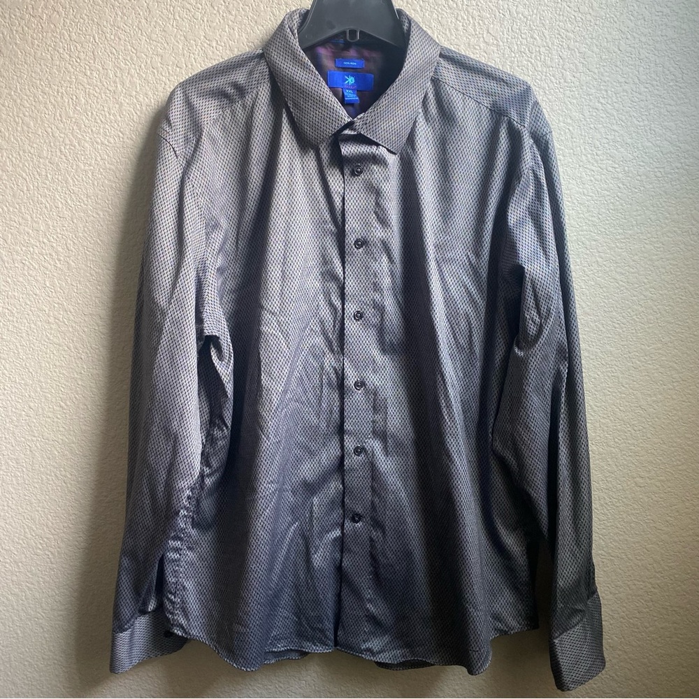 Egara gray black button up dress shirt